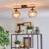 Koyoto ceiling light, globe light Amber, clear, 2-light sources