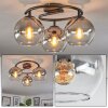 Koyoto ceiling light, globe light 37 cm clear, Smoke-coloured, 3-light sources