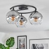 Koyoto ceiling light, globe light 37 cm clear, Smoke-coloured, 3-light sources