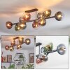 Gastor ceiling light, globe light blue, chrome, green, clear, coppery, Smoke-coloured, 10-light sources