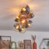 Gastor ceiling light, globe light gold, black, 8-light sources