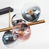 Gastor ceiling light, globe light gold, black, 8-light sources