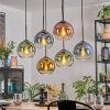 Koyoto hanging light, globe light, pendant light blue, gold, green, clear, coppery, 6-light sources