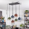 Koyoto hanging light, globe light, pendant light blue, green, clear, coppery, 6-light sources