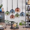 Koyoto hanging light, globe light, pendant light blue, green, clear, coppery, 6-light sources