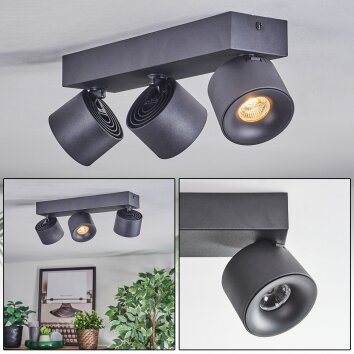 Narel ceiling light, ceiling spotlight LED black, 3-light sources