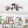 Chehalis ceiling light, globe light 55 cm Amber, Smoke-coloured, 6-light sources