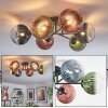Chehalis ceiling light, globe light 62 cm blue, green, clear, coppery, 6-light sources