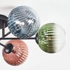 Chehalis ceiling light, globe light 62 cm blue, green, clear, coppery, 6-light sources