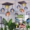 Chehalis ceiling light, globe light blue, green, clear, coppery, 5-light sources