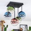 Chehalis ceiling light, globe light blue, green, clear, coppery, 5-light sources