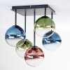 Chehalis ceiling light, globe light blue, green, clear, coppery, 5-light sources