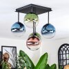 Chehalis ceiling light, globe light blue, green, clear, coppery, 5-light sources