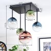 Chehalis ceiling light, globe light blue, green, clear, coppery, 5-light sources