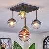 Chehalis ceiling light, globe light blue, green, clear, coppery, 5-light sources