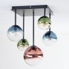 Chehalis ceiling light, globe light blue, green, clear, coppery, 5-light sources