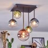 Chehalis ceiling light, globe light blue, green, clear, coppery, 5-light sources