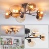 Chehalis ceiling light, globe light 62 cm Amber, clear, 6-light sources