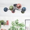 Chehalis ceiling light, globe light 51 cm blue, green, coppery, 6-light sources