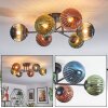 Chehalis ceiling light, globe light 55 cm blue, green, coppery, 6-light sources