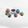 Chehalis ceiling light, globe light 55 cm blue, green, coppery, 6-light sources
