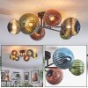 Chehalis ceiling light, globe light 60 cm blue, green, coppery, 6-light sources