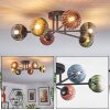 Chehalis ceiling light, globe light 51 cm blue, green, clear, coppery, 6-light sources