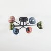 Chehalis ceiling light, globe light 51 cm blue, green, clear, coppery, 6-light sources
