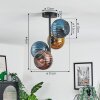 Koyoto ceiling light, globe light 31 cm blue, gold, coppery, 4-light sources