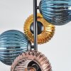 Koyoto ceiling light, globe light 31 cm blue, gold, coppery, 4-light sources
