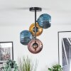 Koyoto ceiling light, globe light 31 cm blue, gold, coppery, 4-light sources
