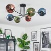 Koyoto ceiling light, globe light 78 cm blue, green, coppery, 6-light sources