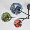 Koyoto ceiling light, globe light 78 cm blue, green, coppery, 6-light sources
