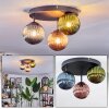 Chehalis ceiling light, globe light 30 cm blue, green, coppery, 3-light sources