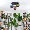 Chehalis ceiling light, globe light 30 cm blue, green, coppery, 3-light sources