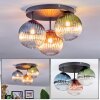 Chehalis ceiling light, globe light 33.5 cm blue, green, clear, coppery, 3-light sources