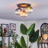 Chehalis ceiling light, globe light 33.5 cm blue, green, clear, coppery, 3-light sources