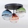 Chehalis ceiling light, globe light 33.5 cm blue, green, clear, coppery, 3-light sources