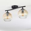 Ripoll ceiling light, globe light Amber, clear, 2-light sources