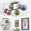 Gastor ceiling light, globe light blue, green, coppery, 6-light sources