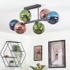 Gastor ceiling light, globe light blue, green, coppery, 6-light sources