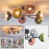 Chehalis ceiling light, globe light 55 cm blue, green, clear, coppery, 6-light sources