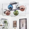 Gastor ceiling light, globe light blue, chrome, green, coppery, Smoke-coloured, 6-light sources