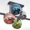 Gastor ceiling light, globe light blue, chrome, green, coppery, Smoke-coloured, 6-light sources