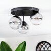 Chehalis ceiling light, globe light 30.5 cm clear, Smoke-coloured, 3-light sources