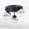 Chehalis ceiling light, globe light 30.5 cm clear, Smoke-coloured, 3-light sources