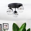 Chehalis ceiling light, globe light 30.5 cm clear, Smoke-coloured, 3-light sources