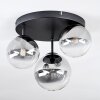 Chehalis ceiling light, globe light 30 cm clear, Smoke-coloured, 3-light sources
