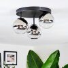 Chehalis ceiling light, globe light 30.5 cm chrome, clear, Smoke-coloured, 3-light sources