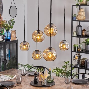 Ripoll hanging light, globe light, pendant light Amber, 6-light sources